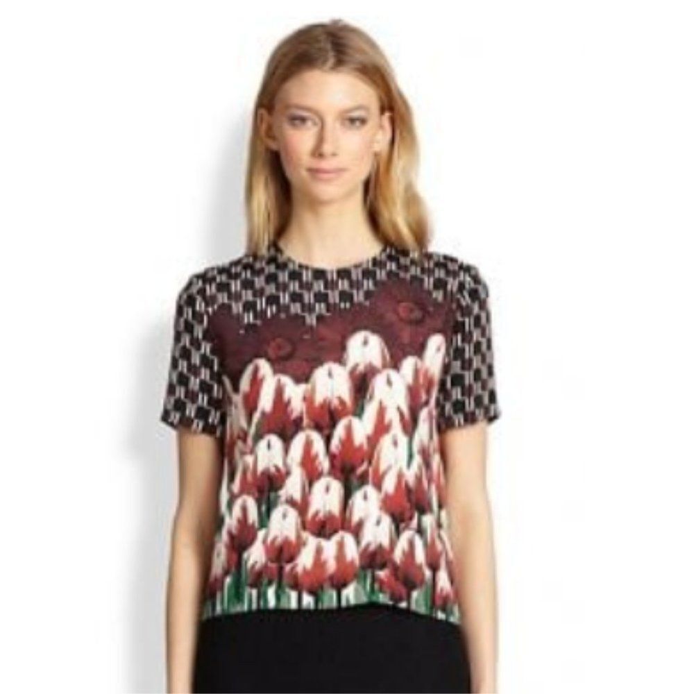 Mother of Pearl Sz. 6 NWT Juno Silk Tulip Print Top